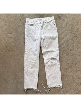 Levi’s 724 high rise straight leg crop Women's White Distressed Jeans sz 27